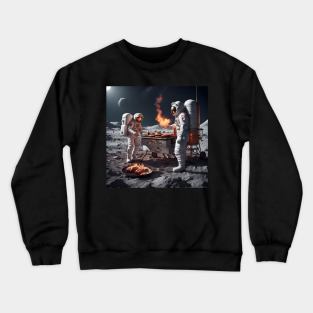 Two astronauts having a BBQ Crewneck Sweatshirt